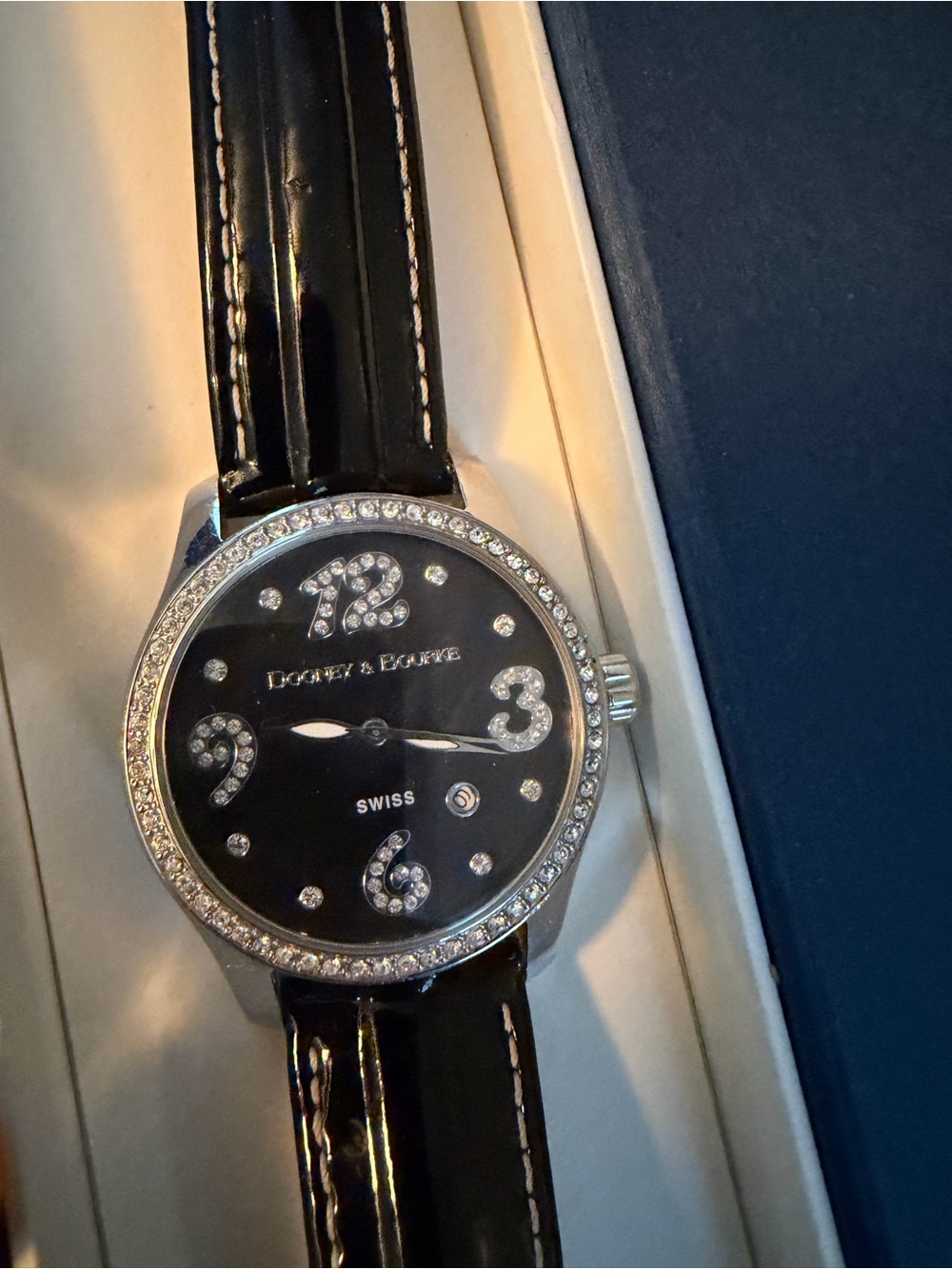 Dooney & Bourke Black Rhinestone Watch Y2K